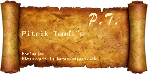 Pitrik Tamás névjegykártya